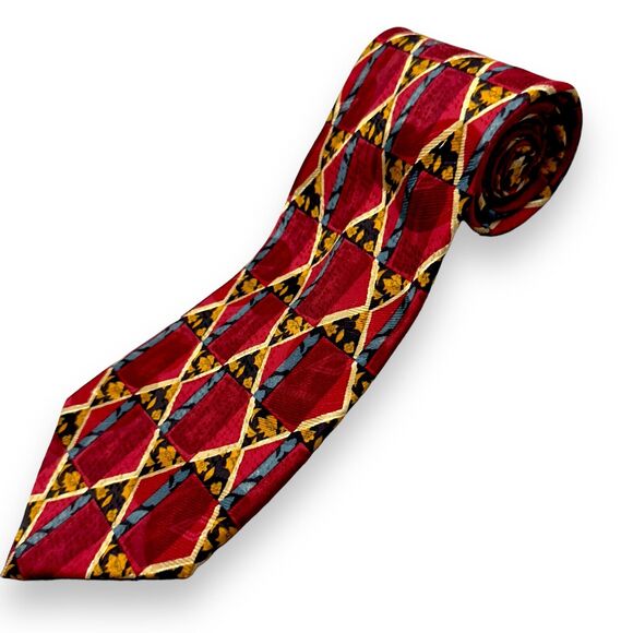 Boutique Mens 100% Silk Dress Tie Made in‎ Spain Geometric Print 58" 4" - Picture 1 of 8